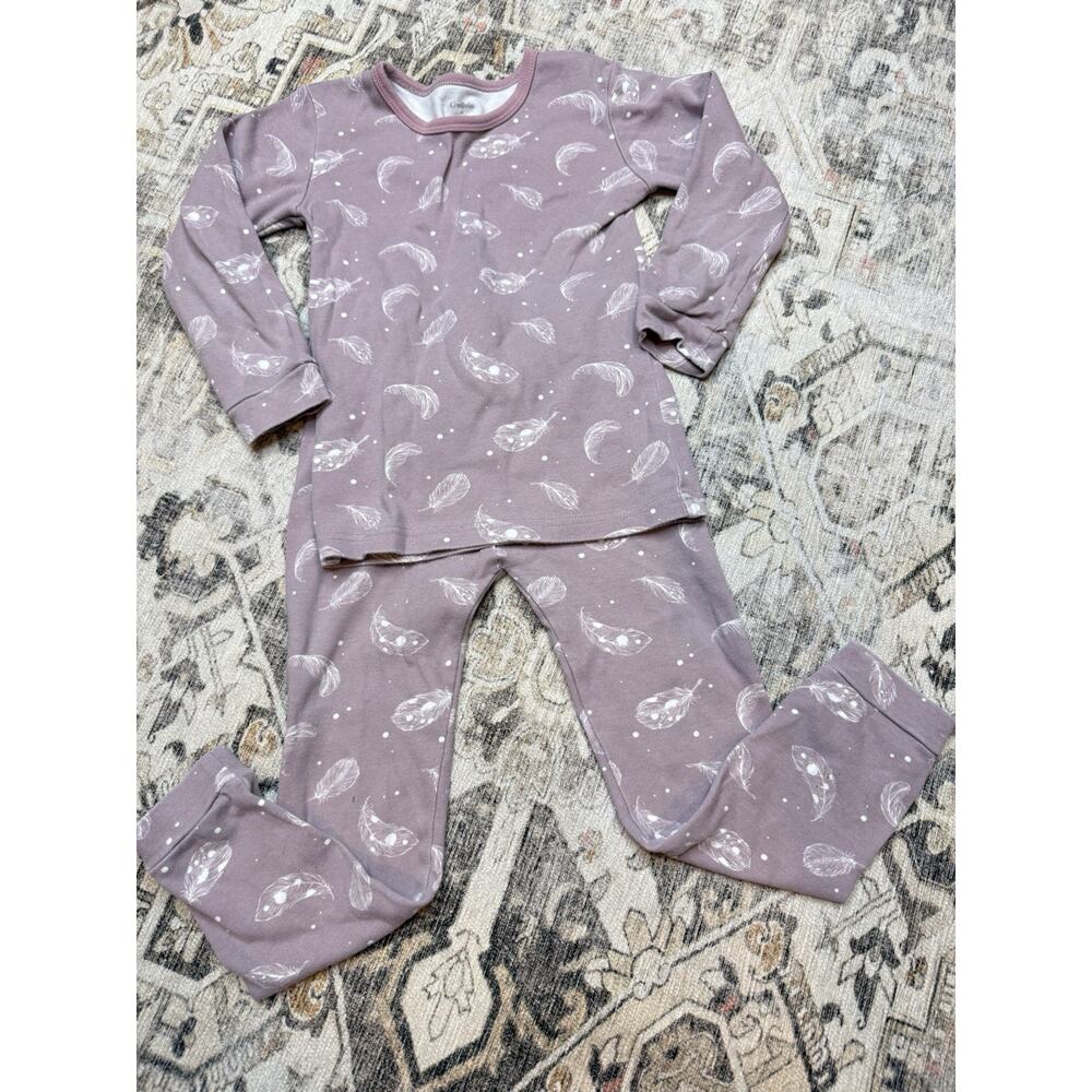 Girls Owlivia Organic Cotton 2 Piece Pajama Set Size 6 Mauve Soft Sleeping